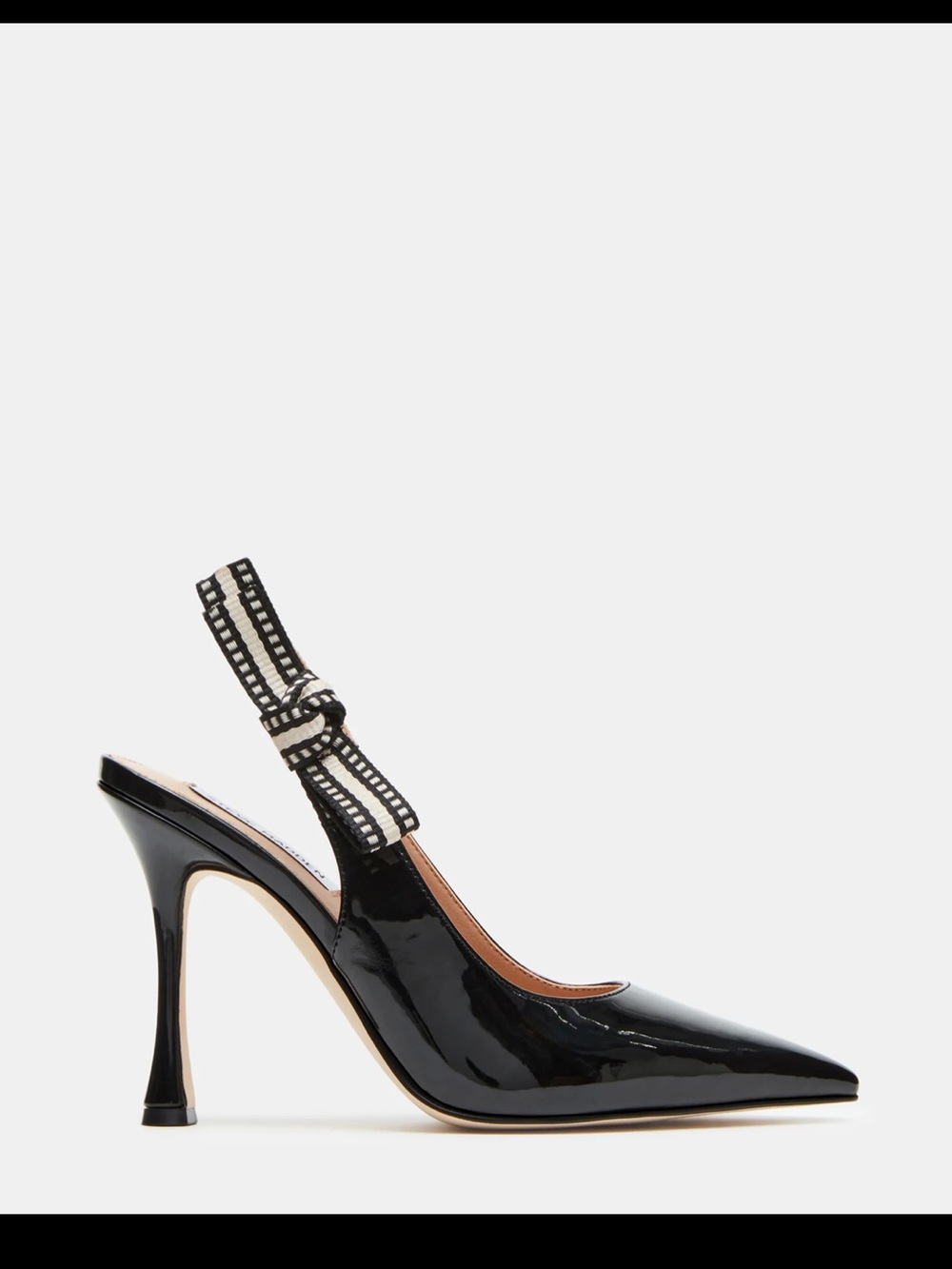 Black Patent Pointed-Toe Slingback High Heel